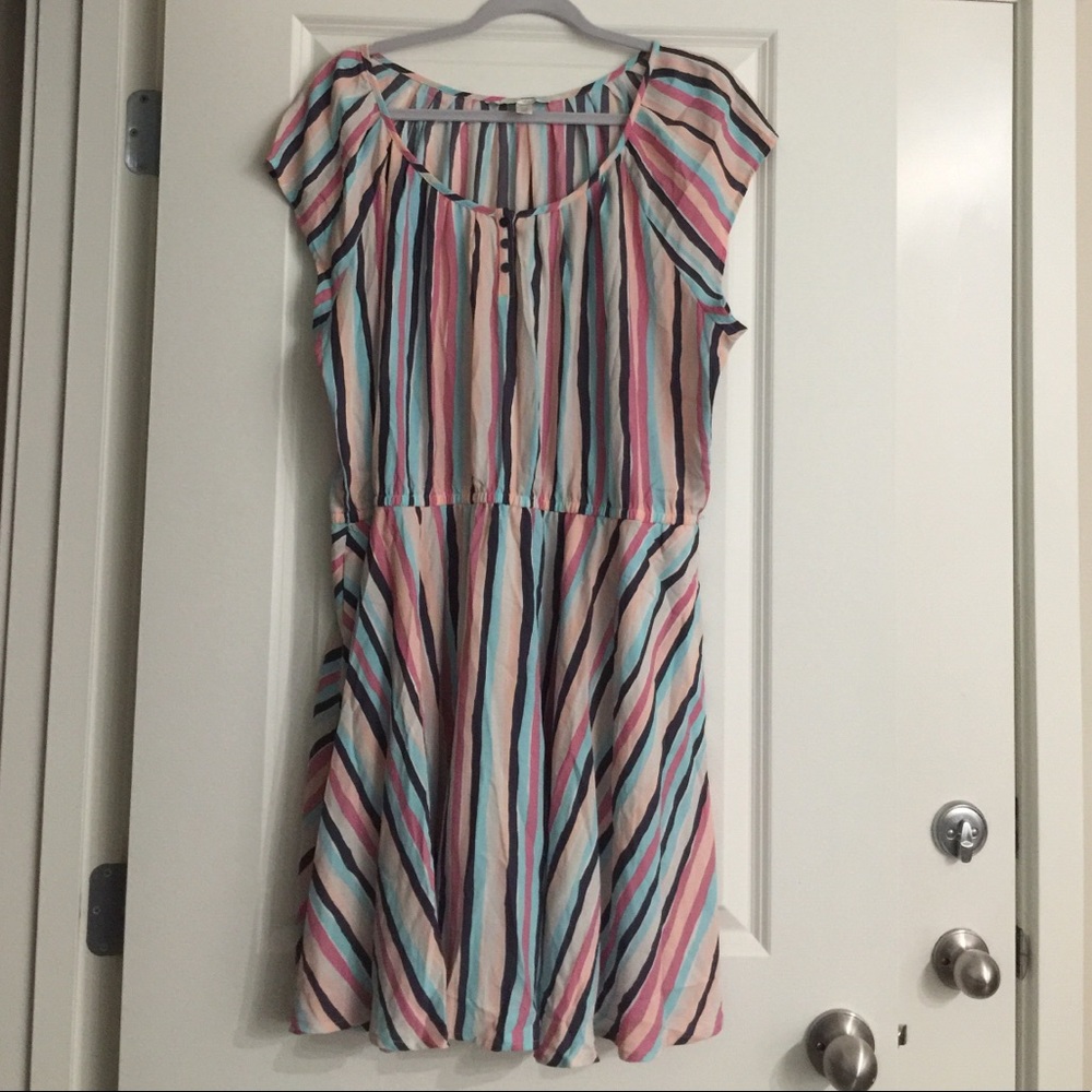 LC Lauren Conrad Pastel Rainbow Babydoll Dress